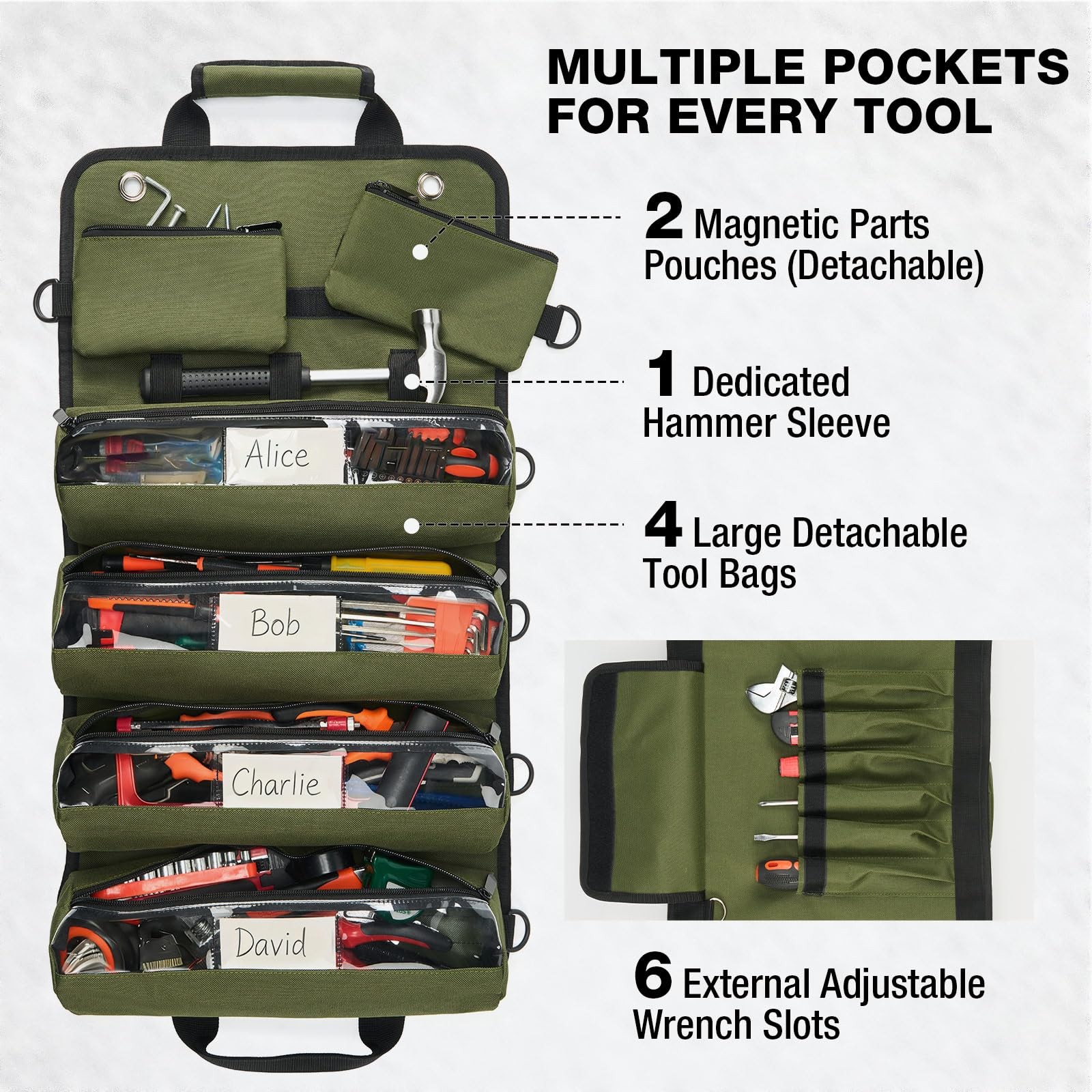 Roll Up Tool Bag, Heavy Duty Tool Storage Large-Capacity, 27″*14″ Portable To…