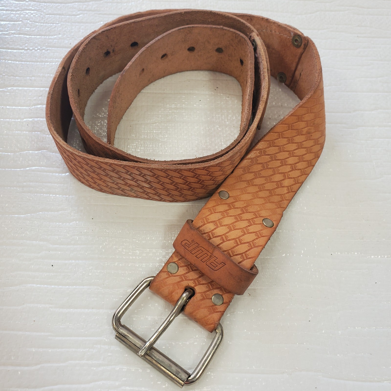 AWP 2″ WIDE LEATHER WORK TOOL BELT FITS 32″ TO 50″ INCH – METAL ROLLER BUCKLE
