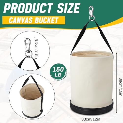 Pack Canvas Bucket 15″ x 1″ Heavy Duty Lineman Tool Bag with Plastic 2 White