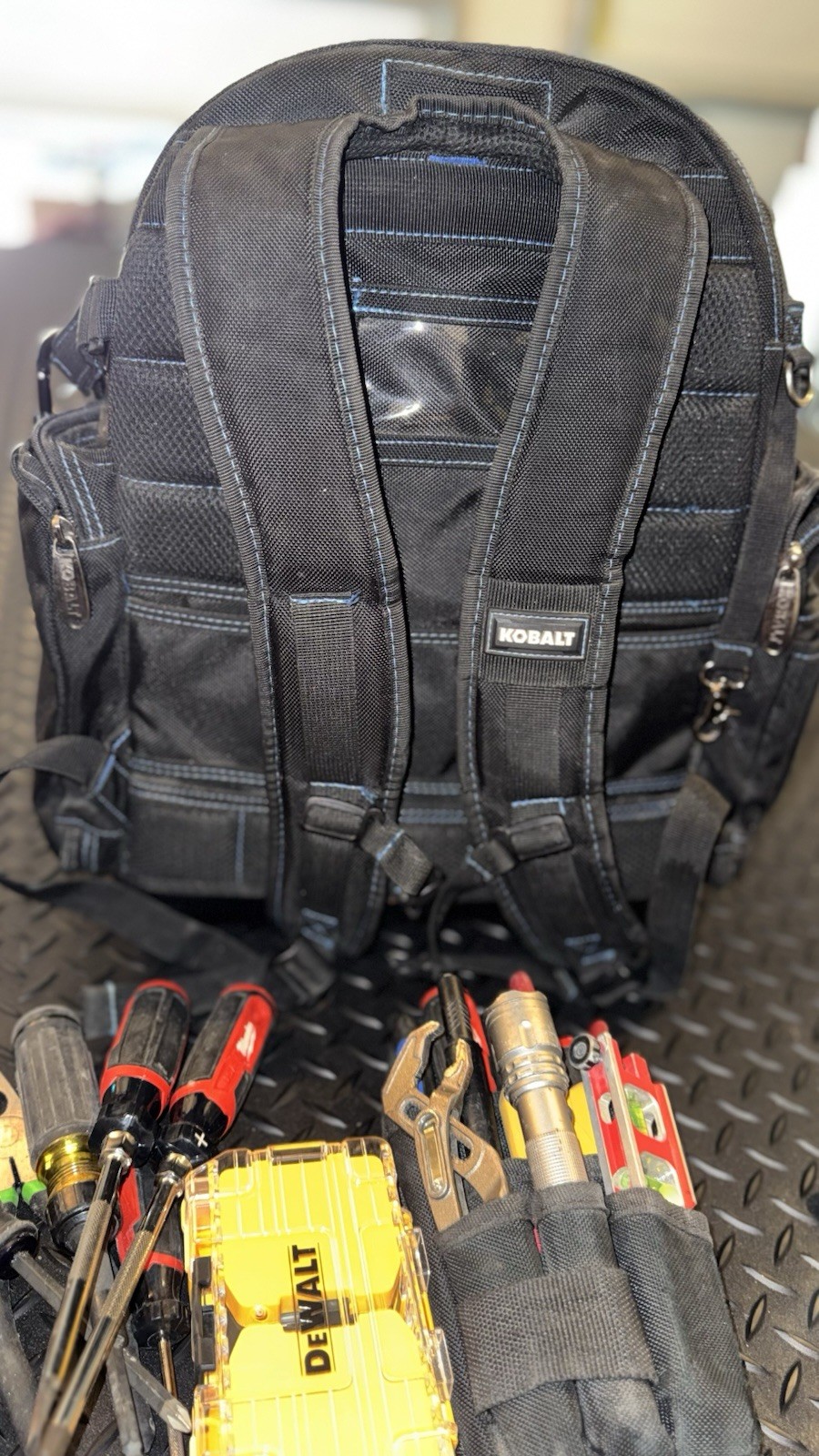 Kobalt Heavy Duty Tool Backpack with Milwaukee & DeWalt Hand Tools Bundle