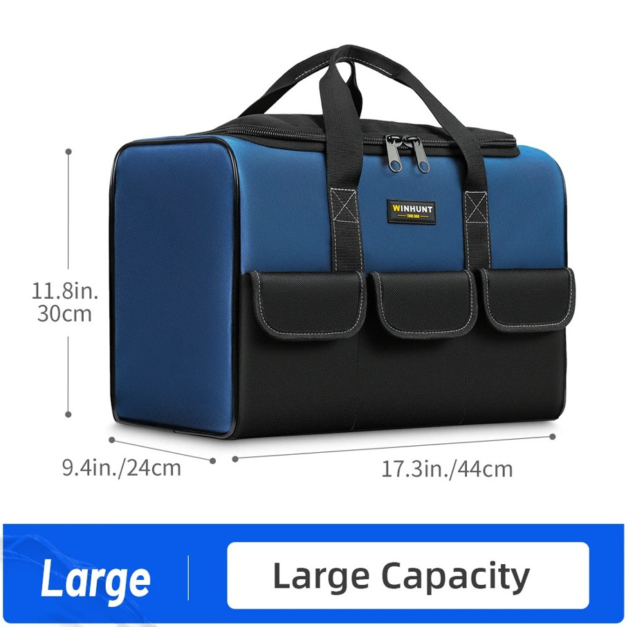 1pc Large Heavy Duty Wide Mouth Tool Bag Organizer Storage Tote Case – NEW