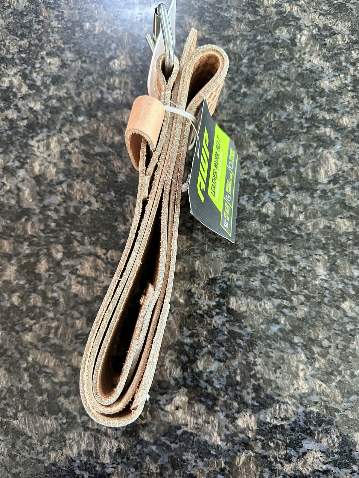 NWT AWP Leather Work Belt 50″ Light Brown Metal Roller Buckle Heavy Duty Tool