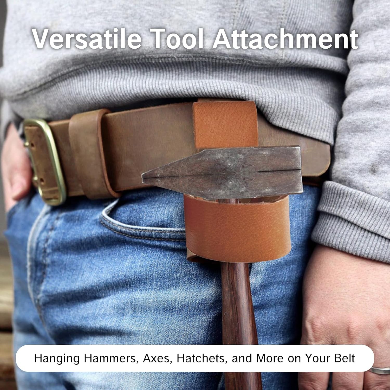 Hammer Holster with Belt Leather Premium Hammer Holder for Tools Snap-In Ha