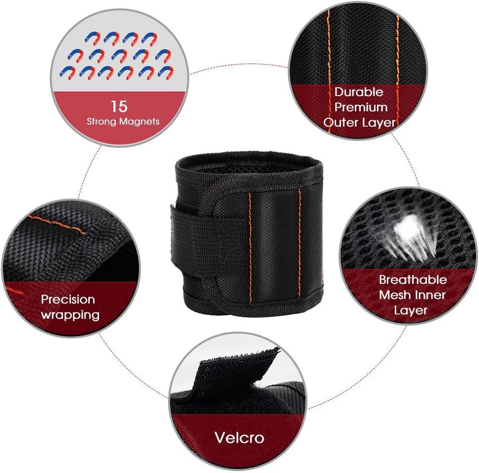 GOOACC G0010A 2-Pack Magnetic Wristbands for Tools and Fasteners
