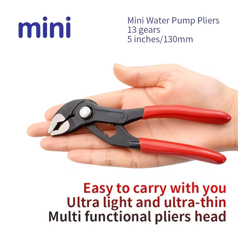Smaller USA Leather Pliers Pouch w/ 5″ Push Button Water Pump Pliers4″ Adj Wrenc