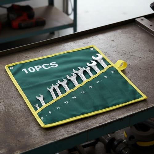 Canvas Tool Roll Wrenches Bag Portable Storage Organizer with 10 Pockets