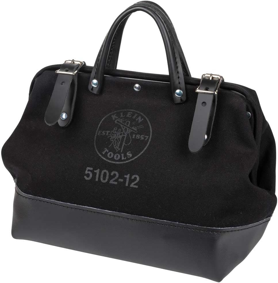 510212BLK Heavy Duty Black Canvas Tool Bag, Tool Tote, Multi-Purpose Bag with Wi