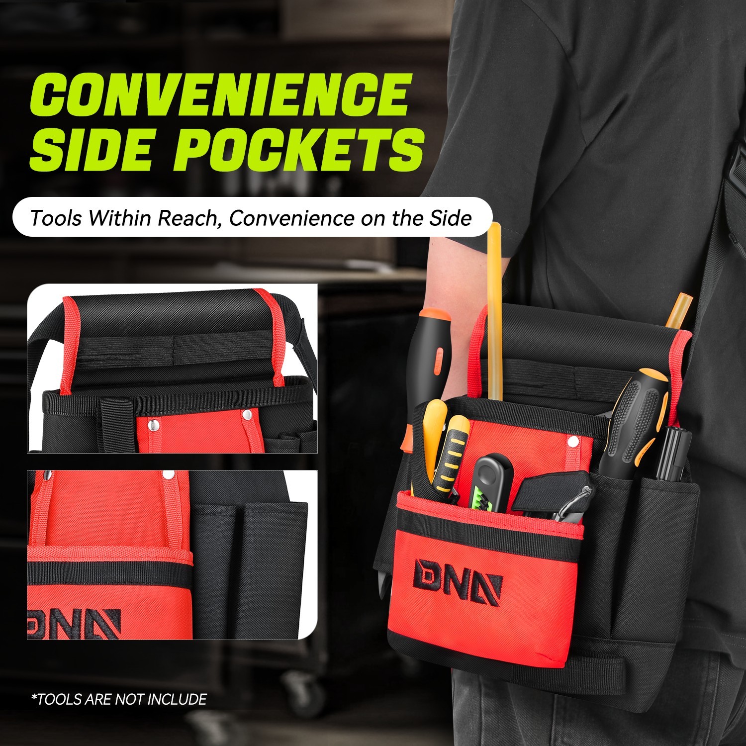 9.4″ x 11.4″ Red Black Waterproof Canvas 2 in 1 Waist Bag Sling Bag for Shopping