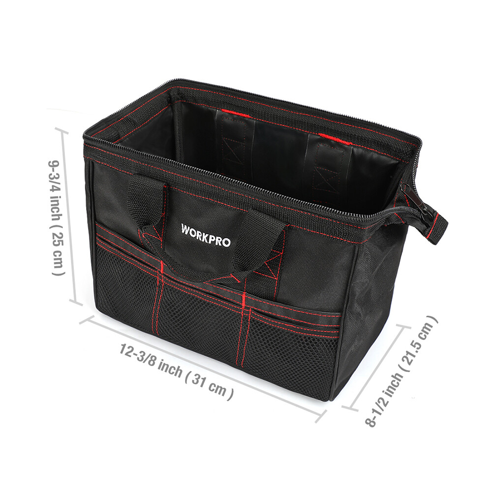 WORKPRO 2PCS 13″ 18″ TOOL BAG CASE WIDE MOUTH 600D Oxford Heavy Duty Zipper Tote