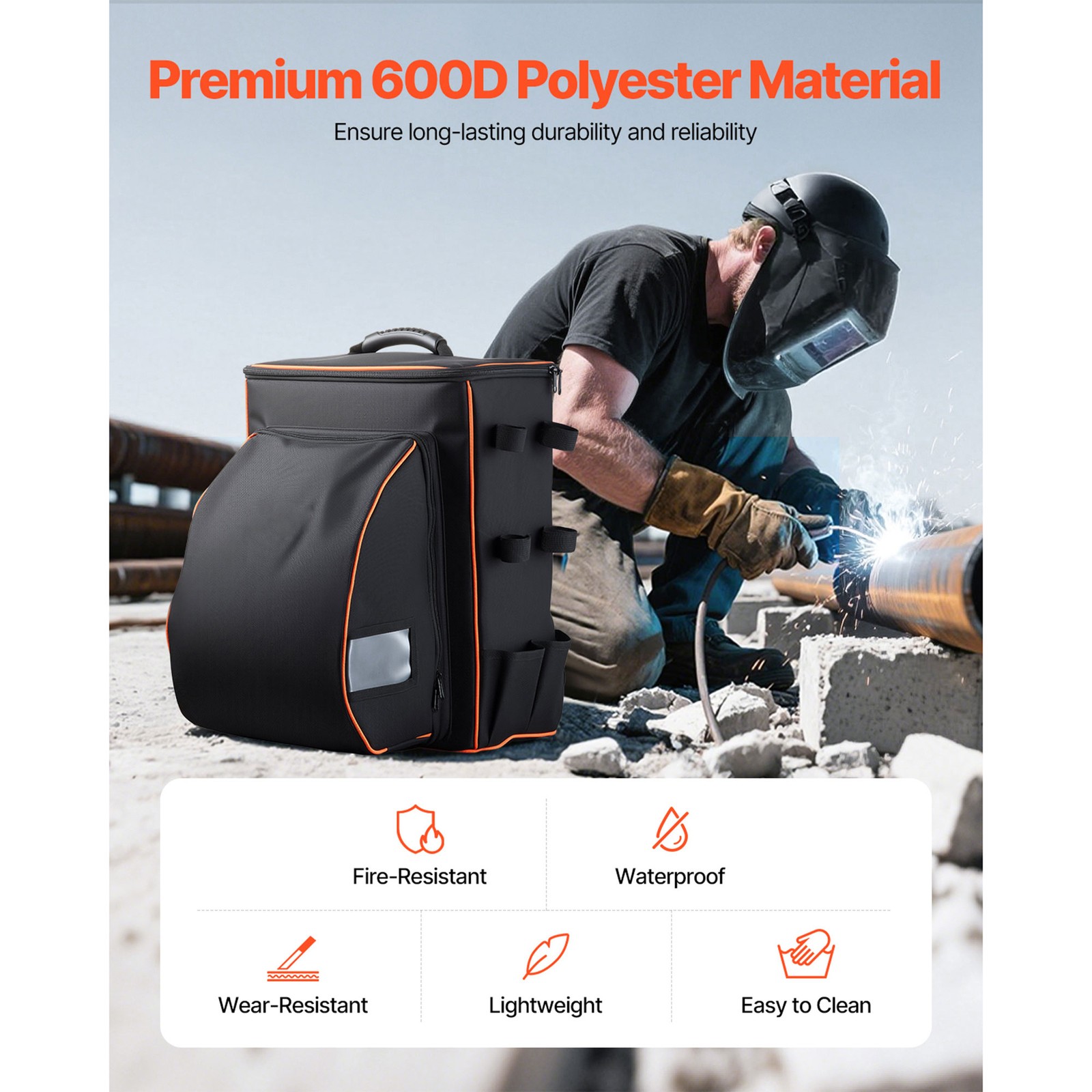 33L Welding Backpack 600D Polyester Welder Backpack for Tools and Helmet