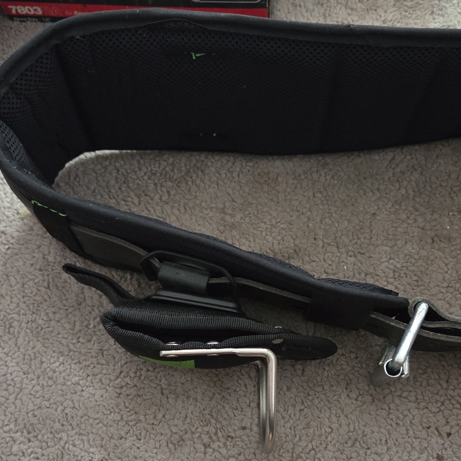 Miller Adjustable Nylon Tool Belt Black/Green 1 Count w padded hammer loop