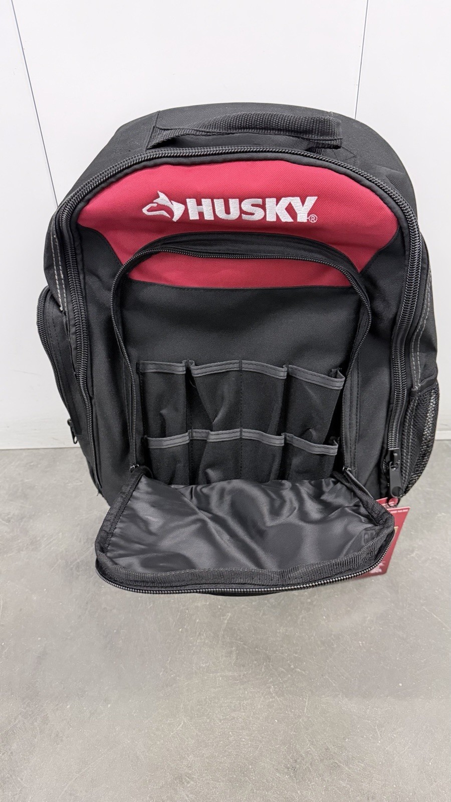 Husky 16 in. Tool Backpack Heavy Duty Rubber Bottom Storage Bag NEW