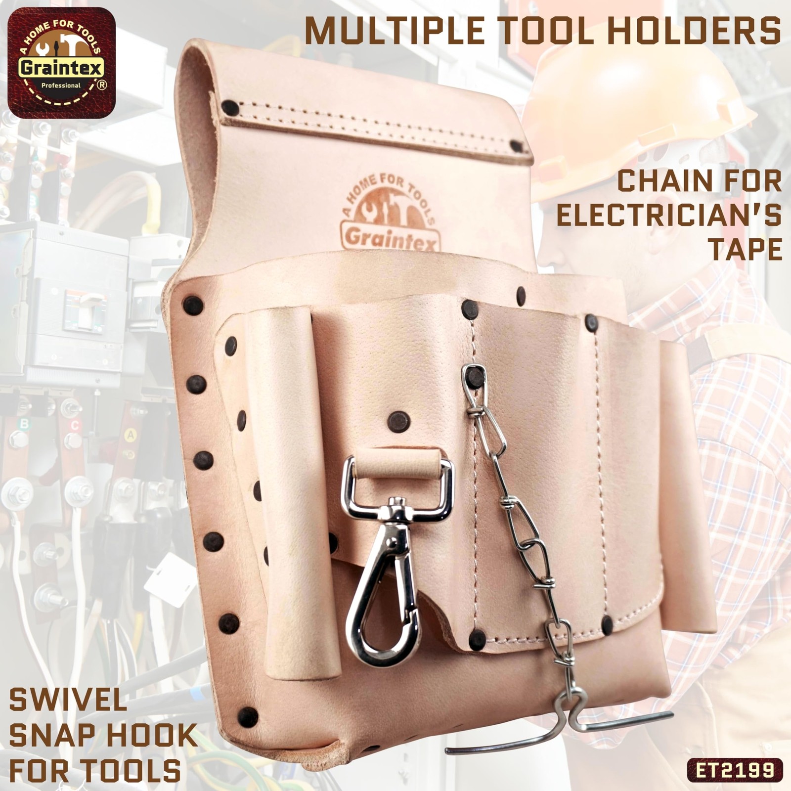 Electrician Leather Tool Pouch | Natural Color Top Grain Leather | Perfect fo…