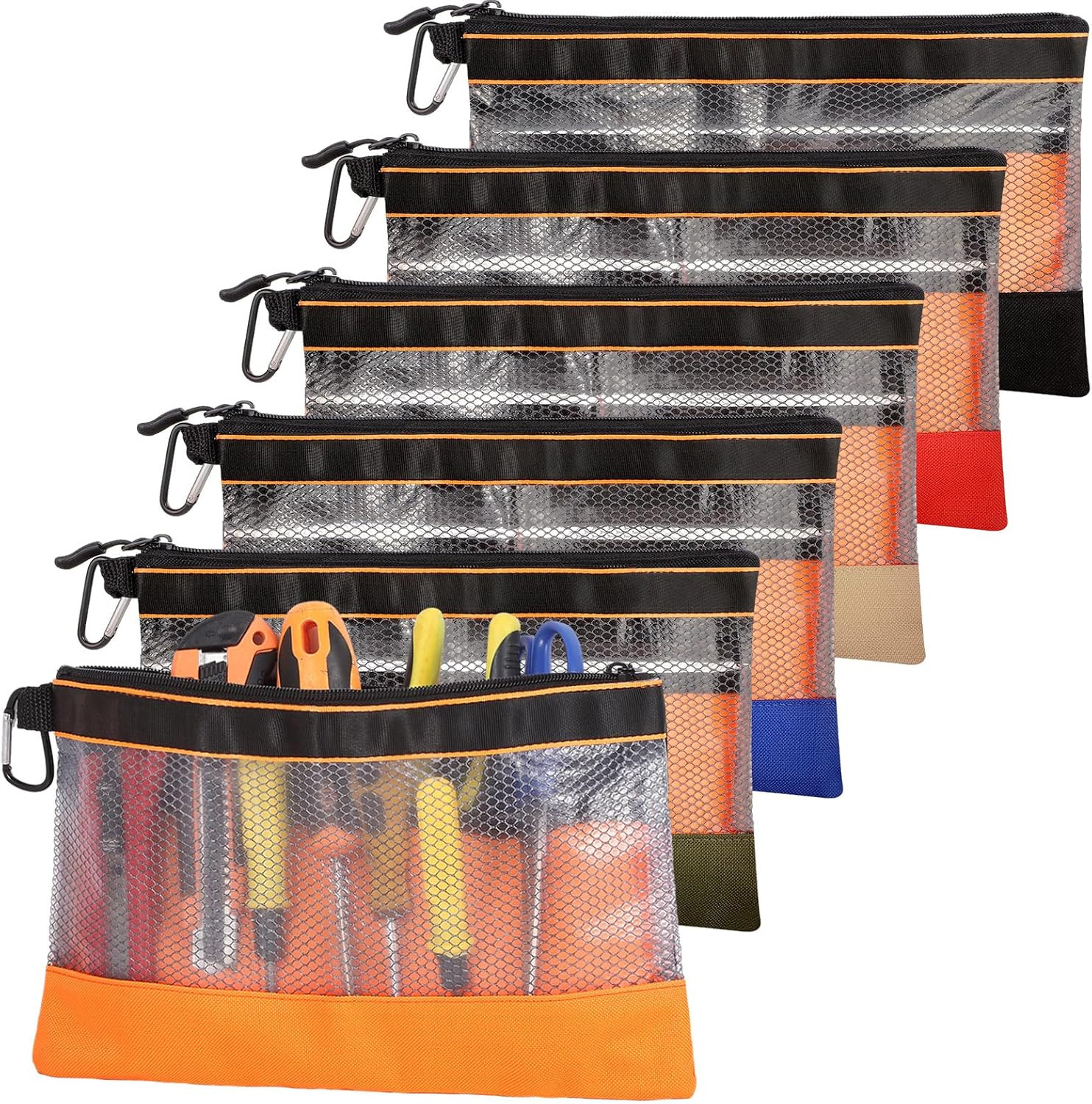 6 Pcs 11.8″ Clear Tool Pouch Tool Pouch Bags Zipper Tool Pouch with Heavy Duty M