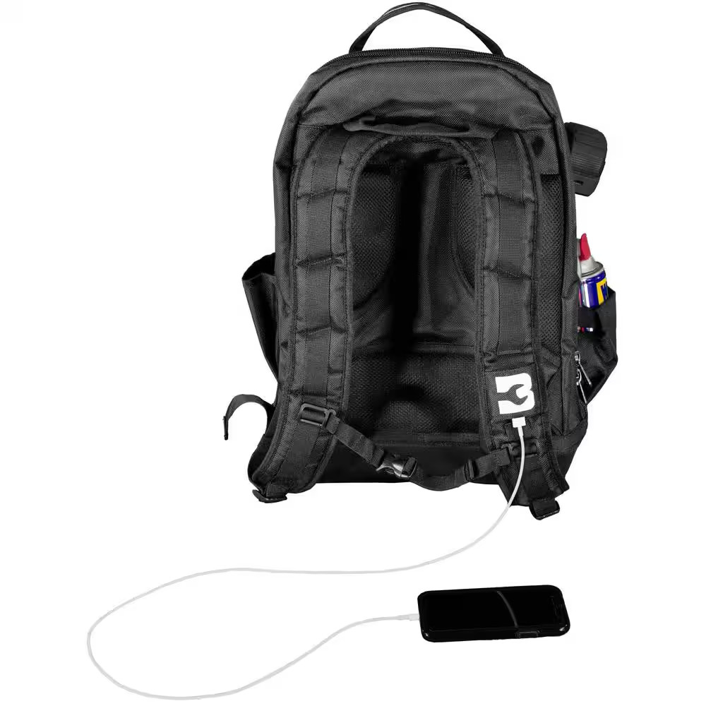 15 In. Contractor’S Backpack with Integrated Power Bank Compartment and Waterpro