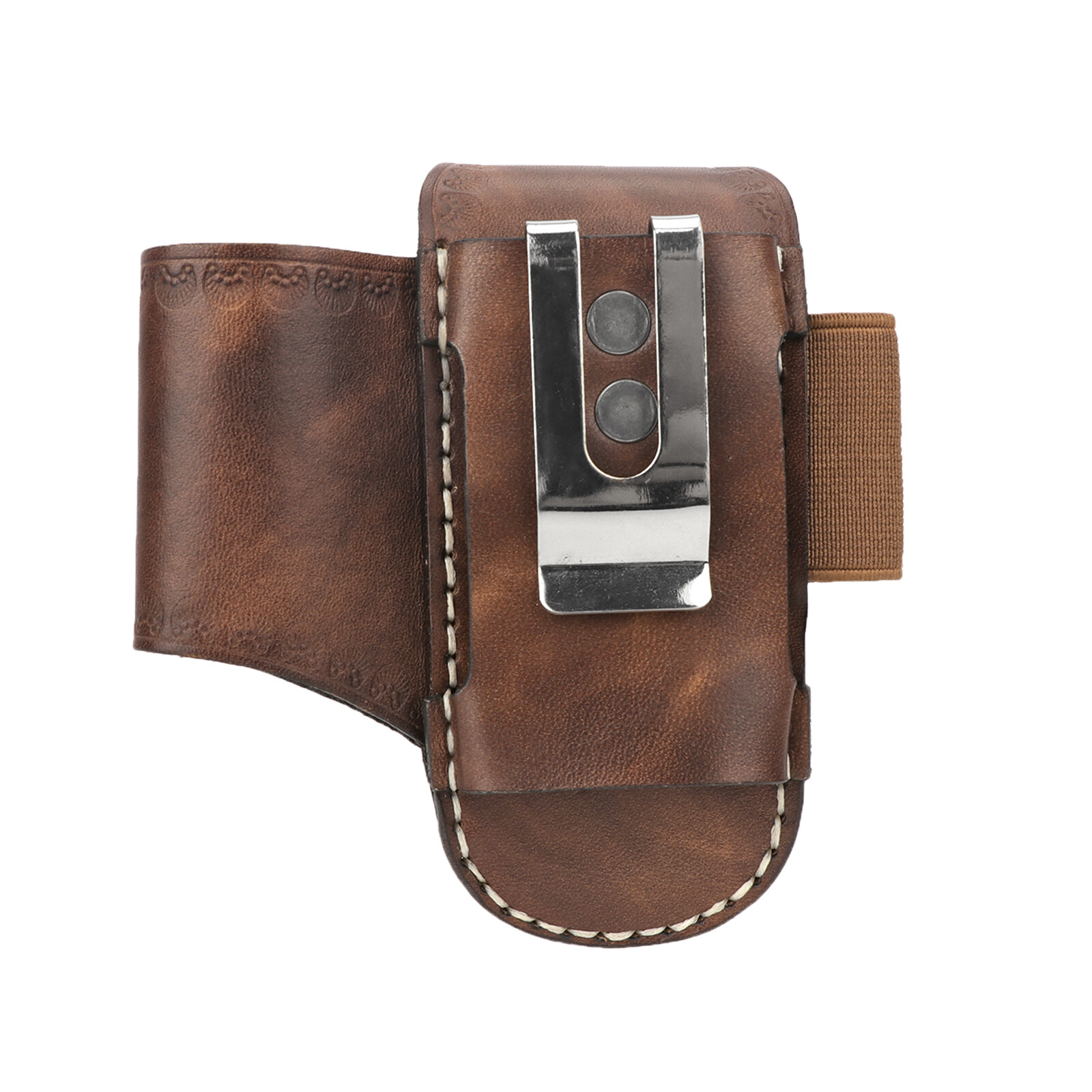 TOURBON Leather Folding Knife Sheath Belt Holster Pouch Multitools EDC Hold Case