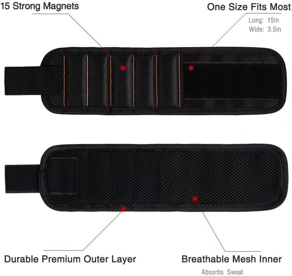 GOOACC G0010A 2-Pack Magnetic Wristbands for Tools and Fasteners