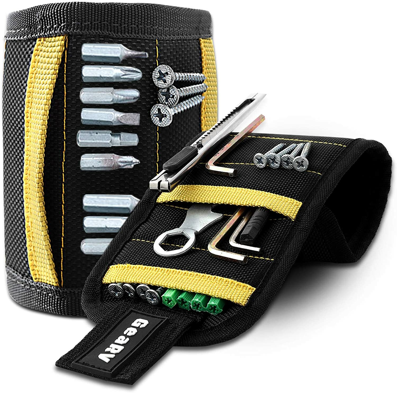 GEARV 2Pack Magnetic Wristband for Holding Screws, Tools, Drill Bits, Bolts