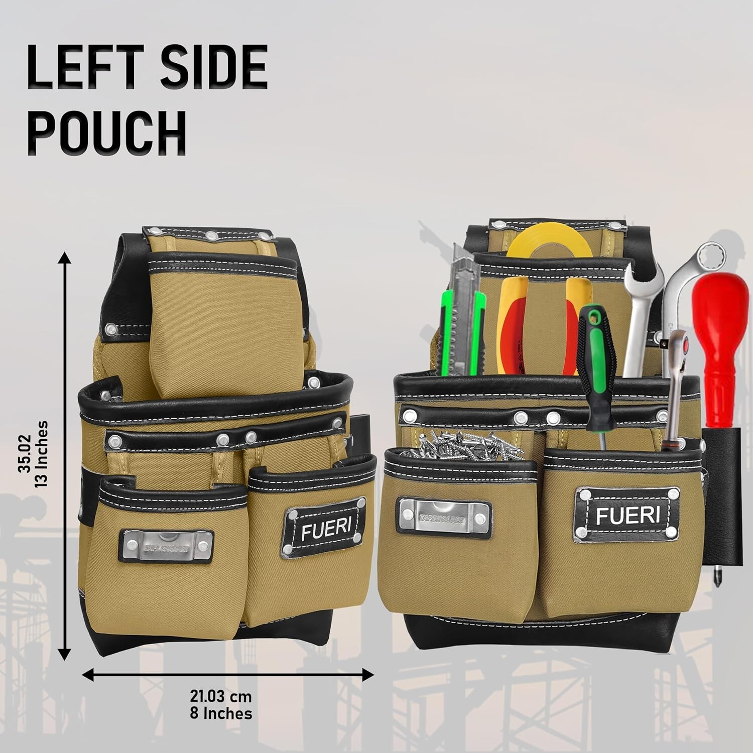 19 Pocket Tool Belt Men Heavy Duty Tool Pouch Nylon Leather Carpenters Bag