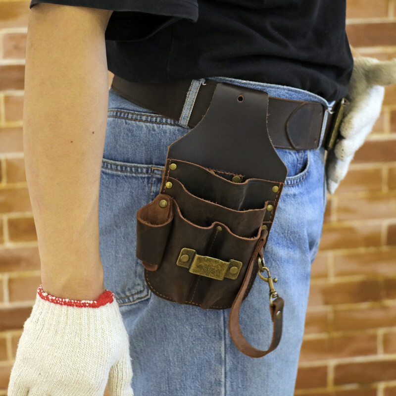 TOURBON Leather 5 in 1 Holster Electric Tape Thong Carry Tool Belt Pouch