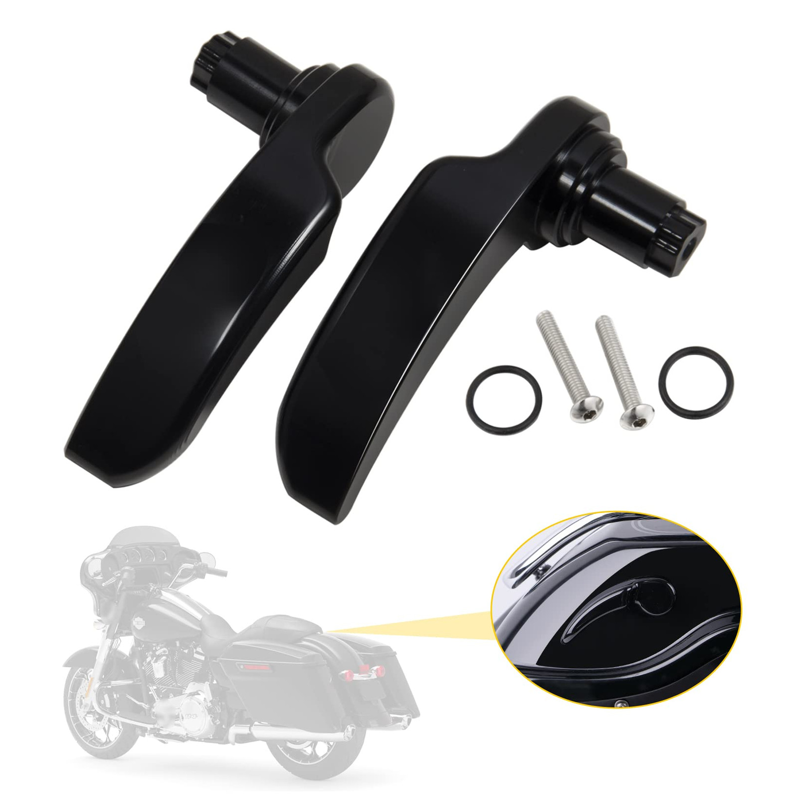 Black Saddlebag Latches Kit, Saddlebag Lifters Compatible for Harley Touring …