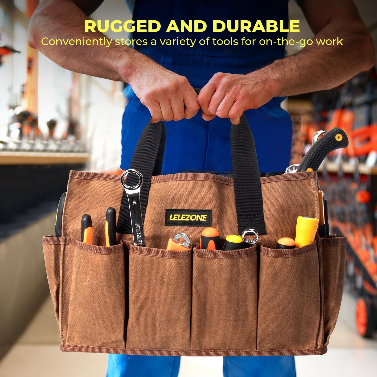 Tool Bag 16 oz. Waxed Canvas Tool Bag Large Capacity Tool Storage Tote comes …