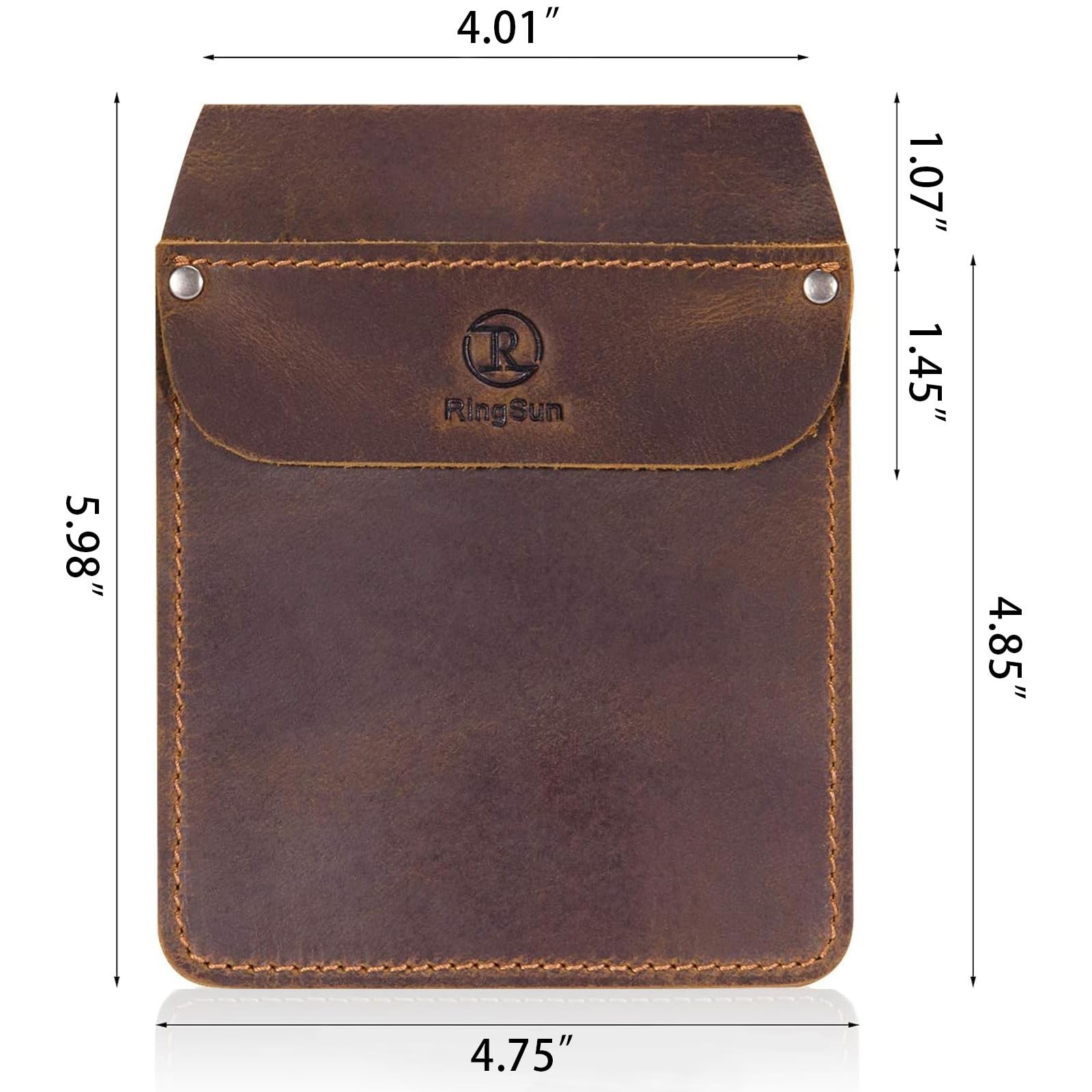 RingSun Genuine Leather Pocket Protector for Men, Durable One Size, Brown