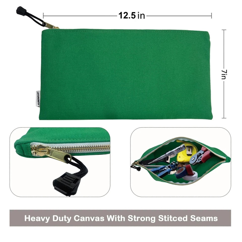 Canvas Tool Bag Zipper Pouch – 6 Pack Heavy Duty Tools Utility Pouches, Multi…