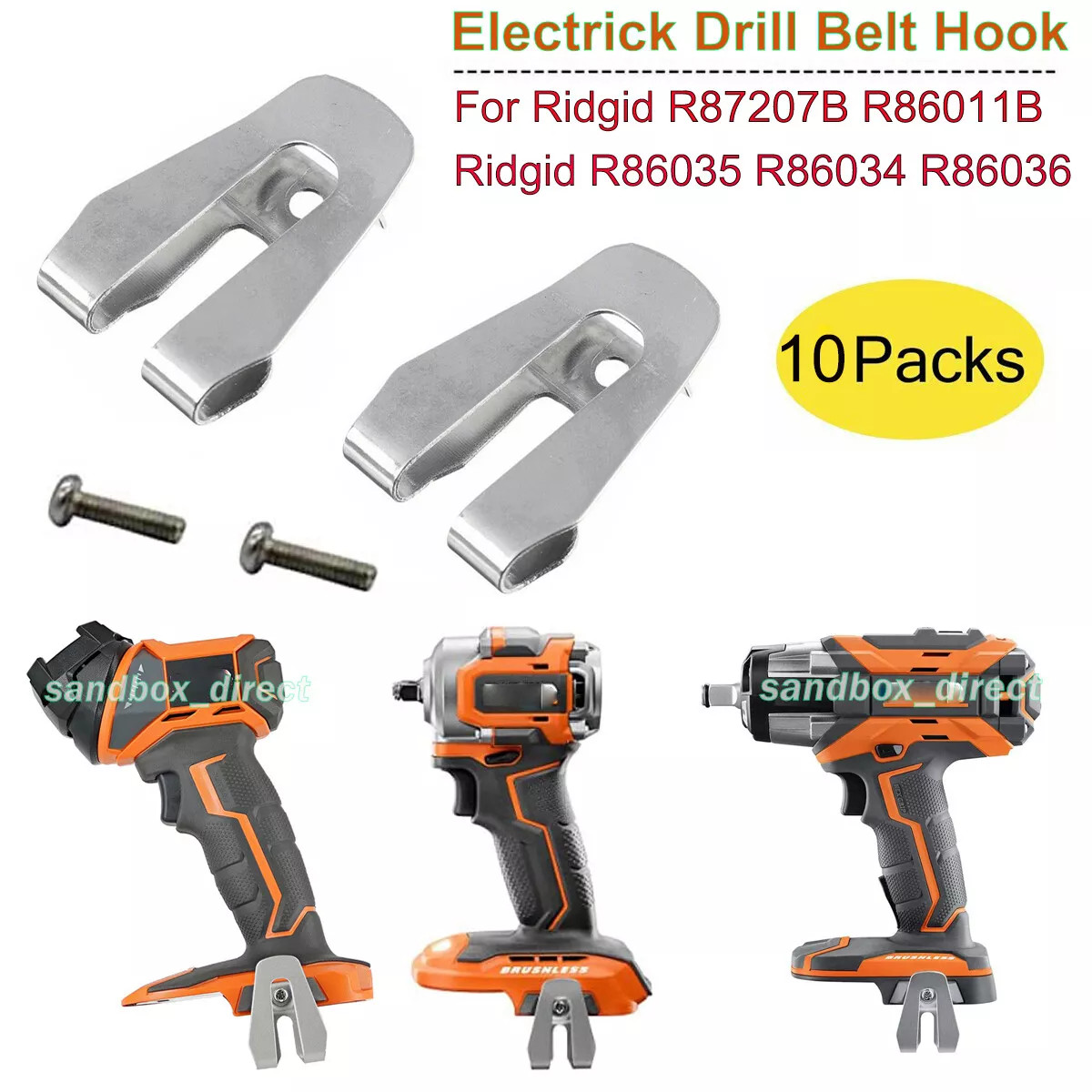 10X For Ridgid Belt Clip Hook w/Screw For Ridgid R86035 R86034 R86036 18V Tools