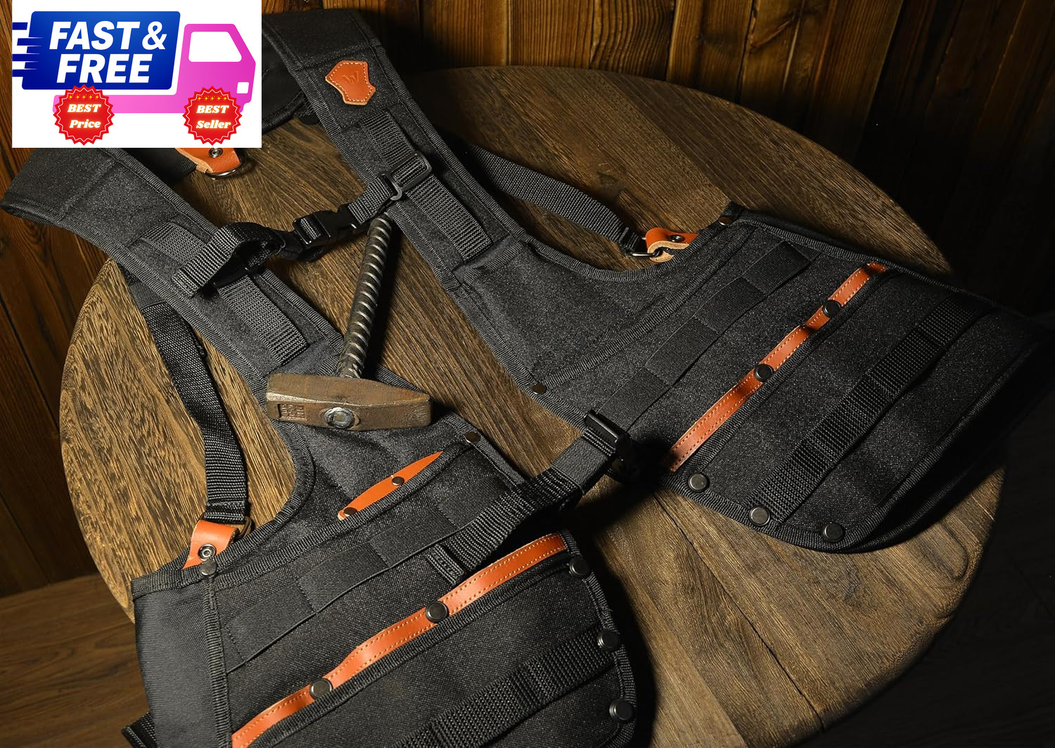 Top-G Leather Tool Vest for Men Electrician Construction Carpenter Multi-Pocket