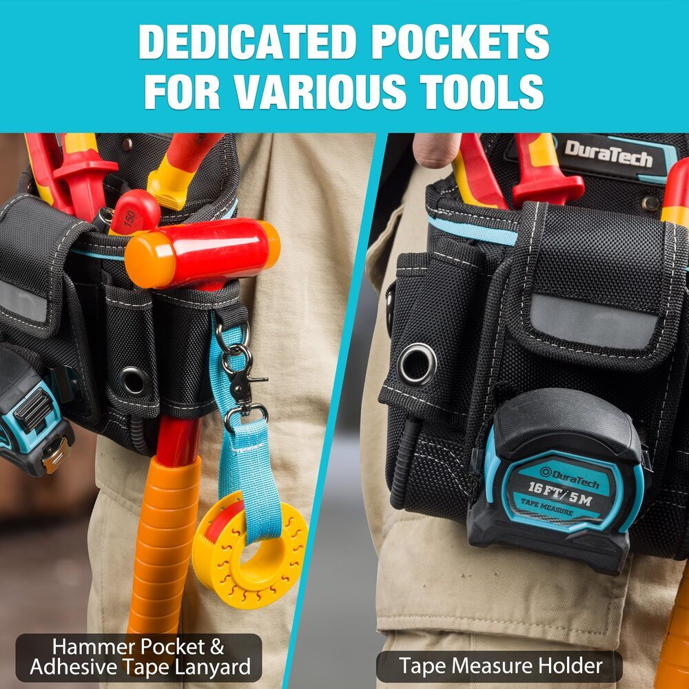 DuraTech Expandable Electrician Tool Pouch Belt Clip Pocket Quick Release Buckle