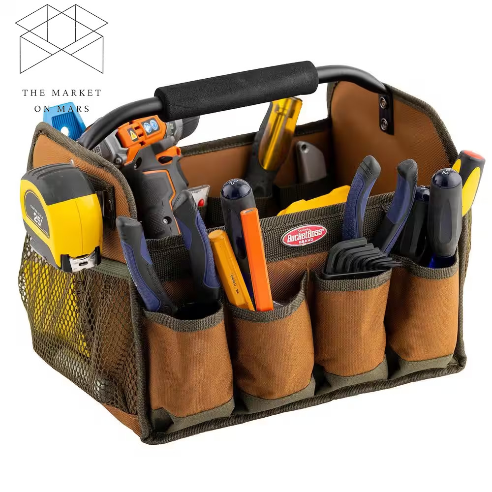 12 In. Open Top Tool Tote Bag Total 9 pockets