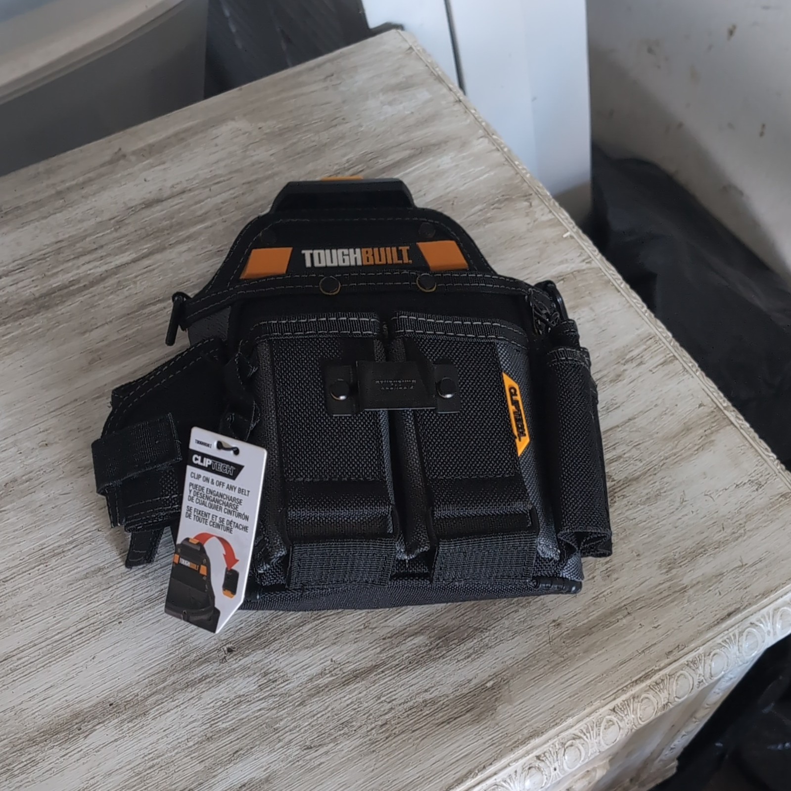 TOUGHBUILT M Tool Tote Size M w/ ClipTech Pouch & 3pc ClipTech Hubs Black/Orange