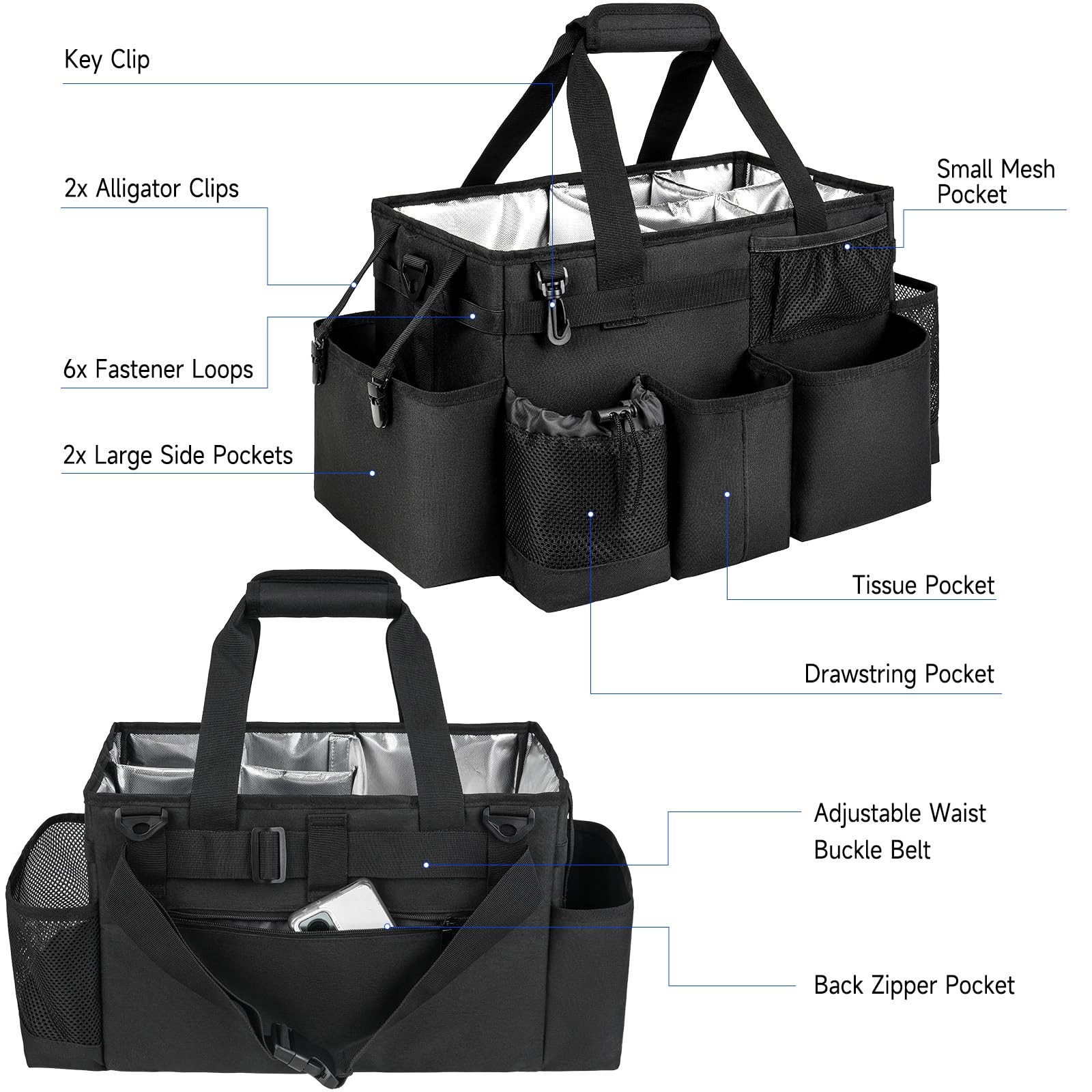 Cleaning Caddy Bag, Large Cleaning Supplies Organizer for Housekeepers, House…