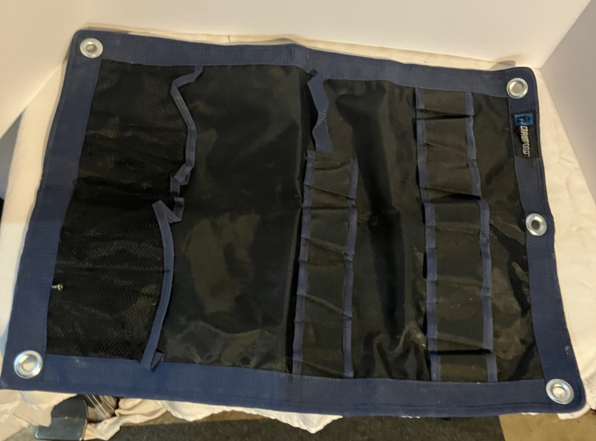 Crawford Branded Wall-Mounted Tool Organizer Made Of Black Oxford Fabric