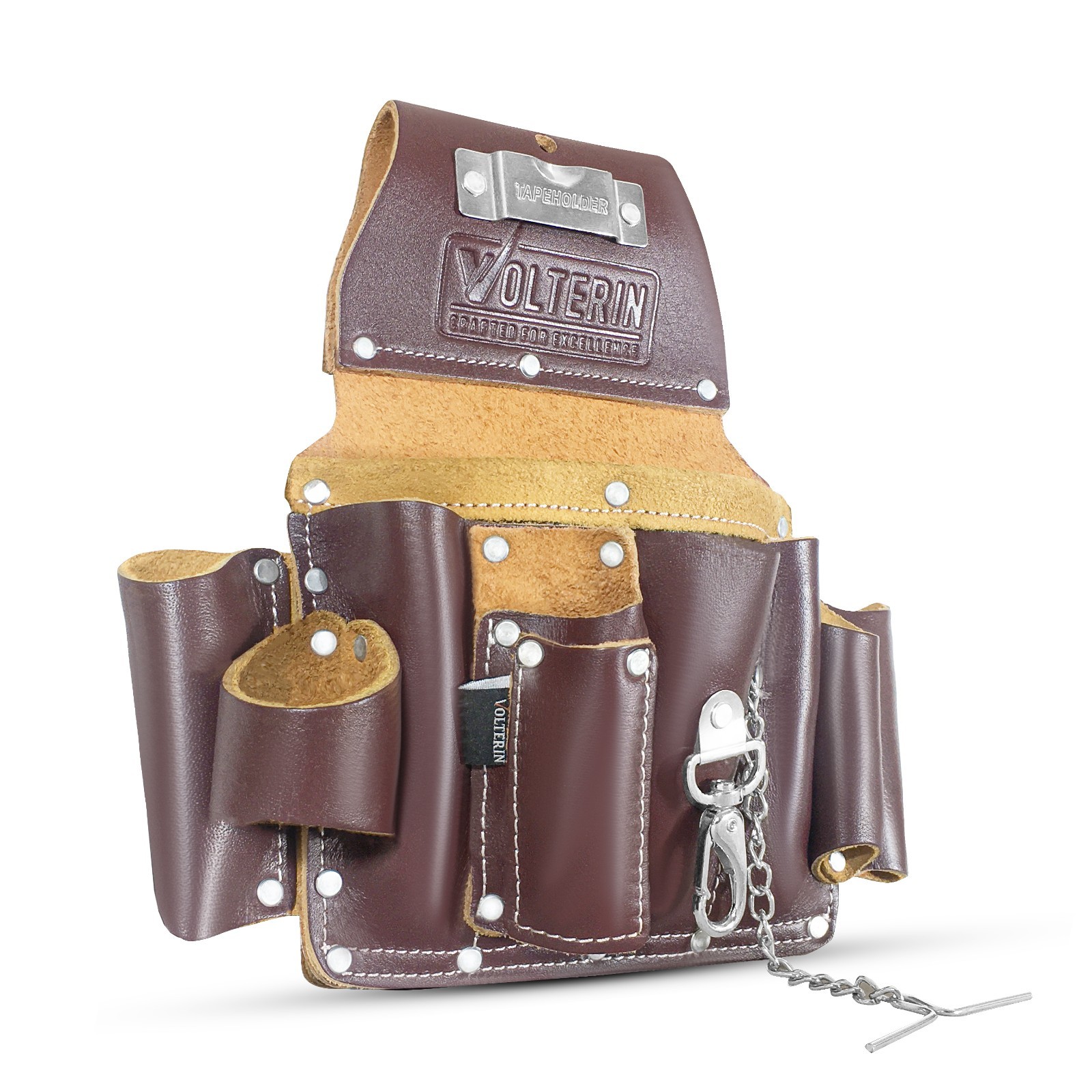 Leather Electrician Tool Pouch | 8 Pockets Tool Bag , Essential Work Apron