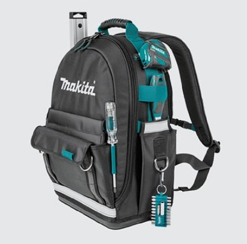 Makita E-15481 Tool Backpack 22.3L Heavy Duty Work Bag Holds Up to 50 Tools