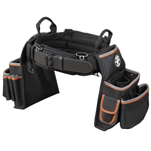 Klein Tools 55428 Black Ballistic Nylon Tool Belt, L, 26 Pockets, 55428