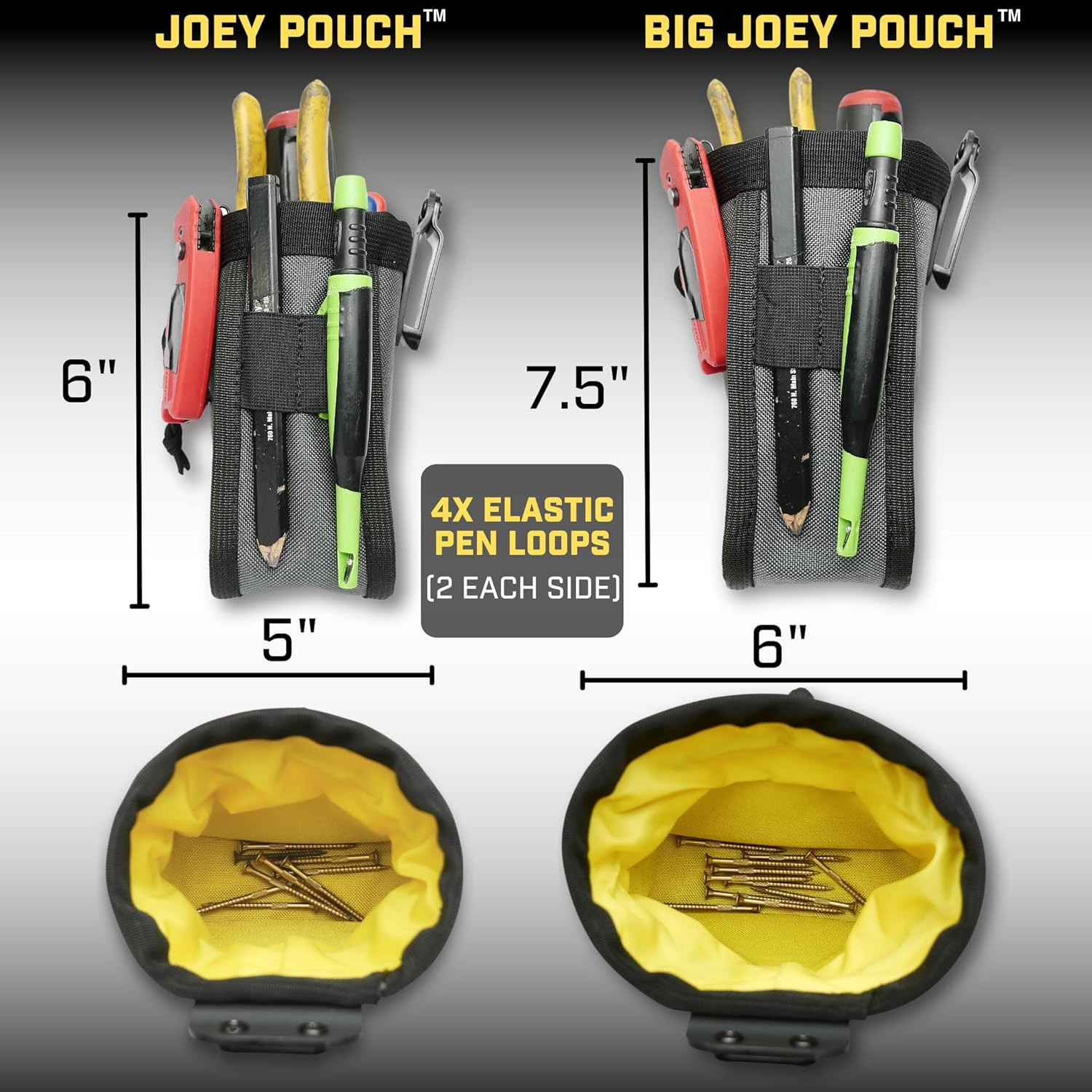 Joey Pouch | Clip-On Tool Belt Bag for Tools, Screws, and Nails – Great for an E