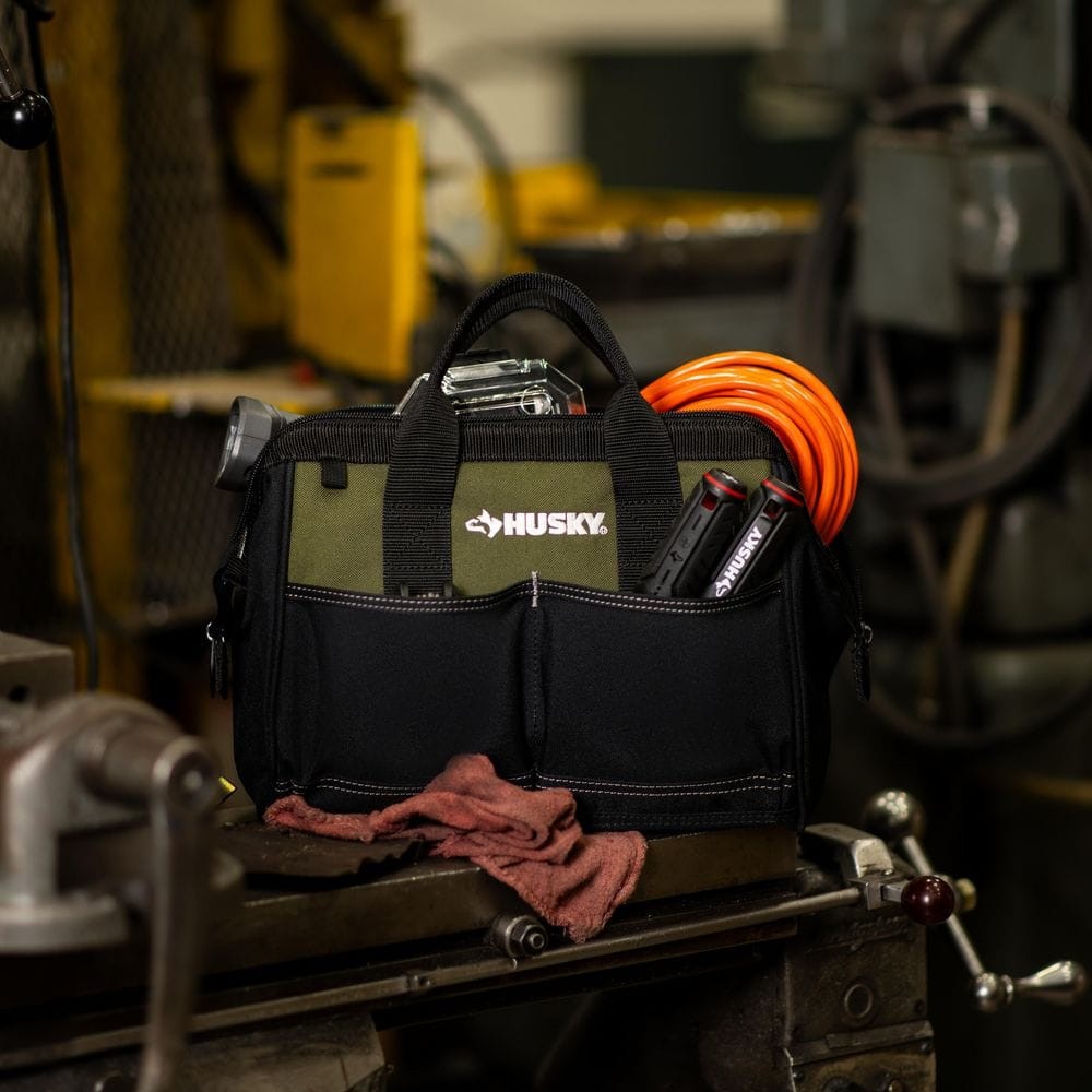 Husky Army Green 12 in. Tool Bag