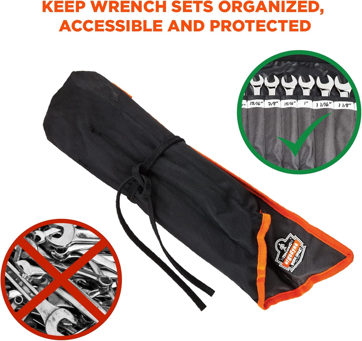 Arsenal 5873 Wrench Roll-Up Pouch, Tall, 14-Pockets, Black