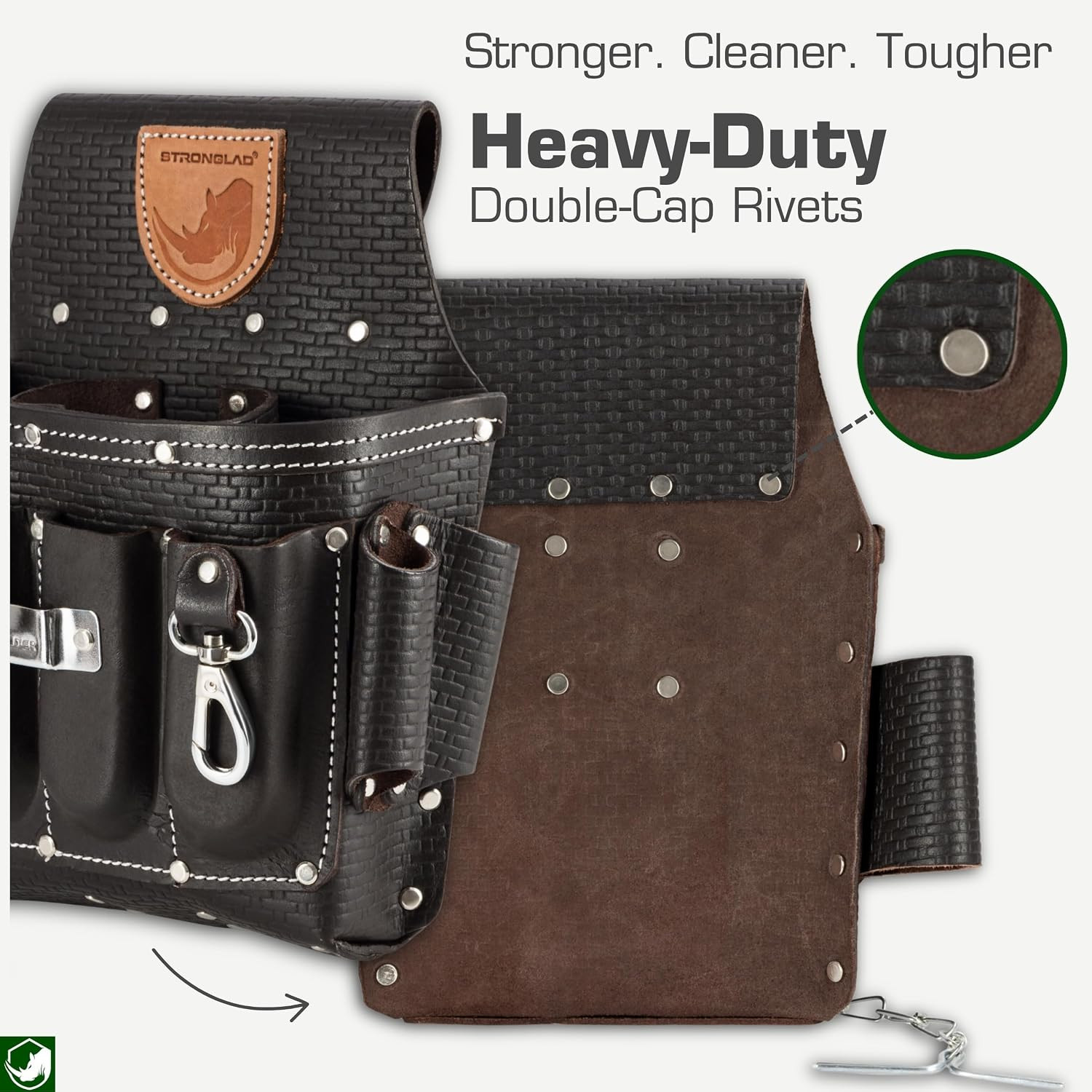 Electricians Tool Belt – Heavy Duty 13-Pocket Top Grain Leather Pouch, Adjustabl