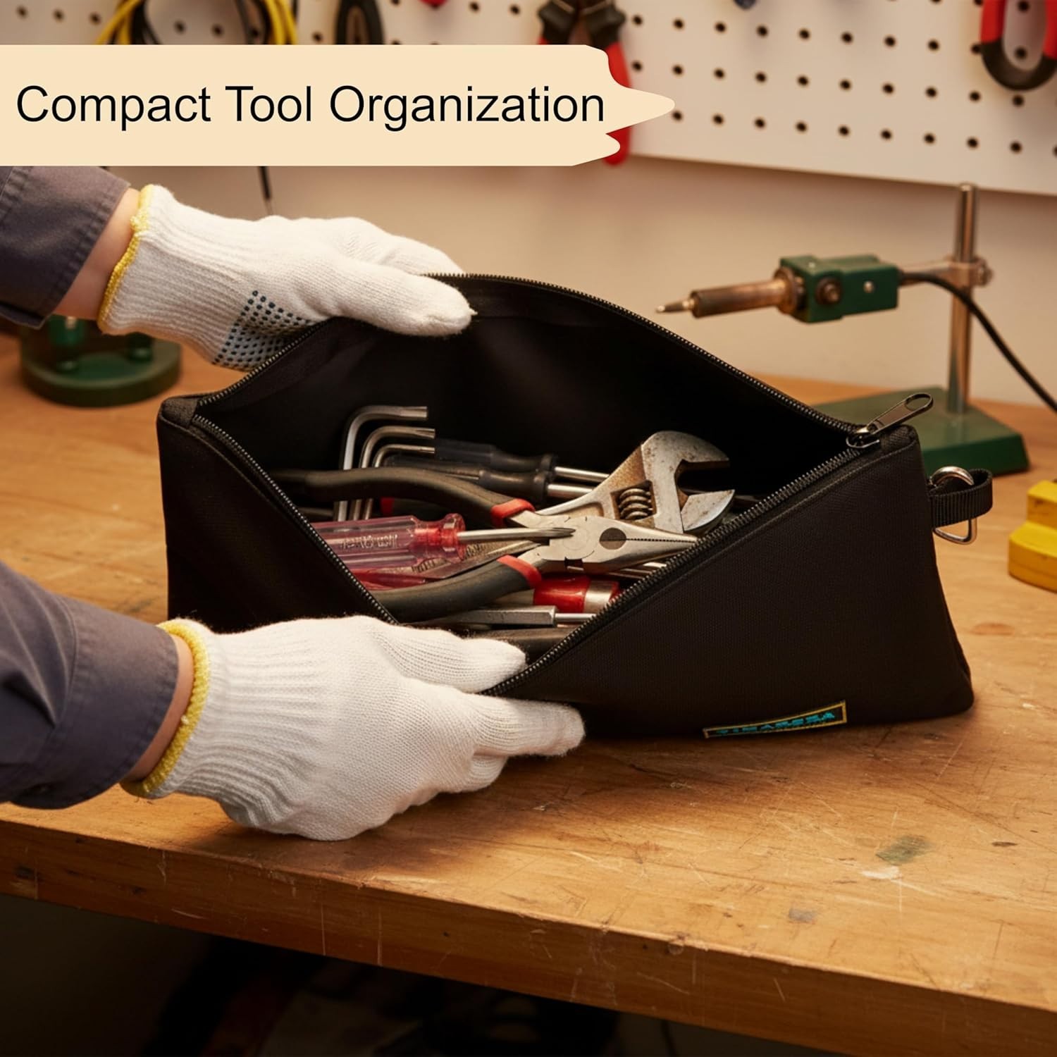 Smart Tool Organizer Pouch – 11.8 Inch Zip Bag for Electricians & DIY Men