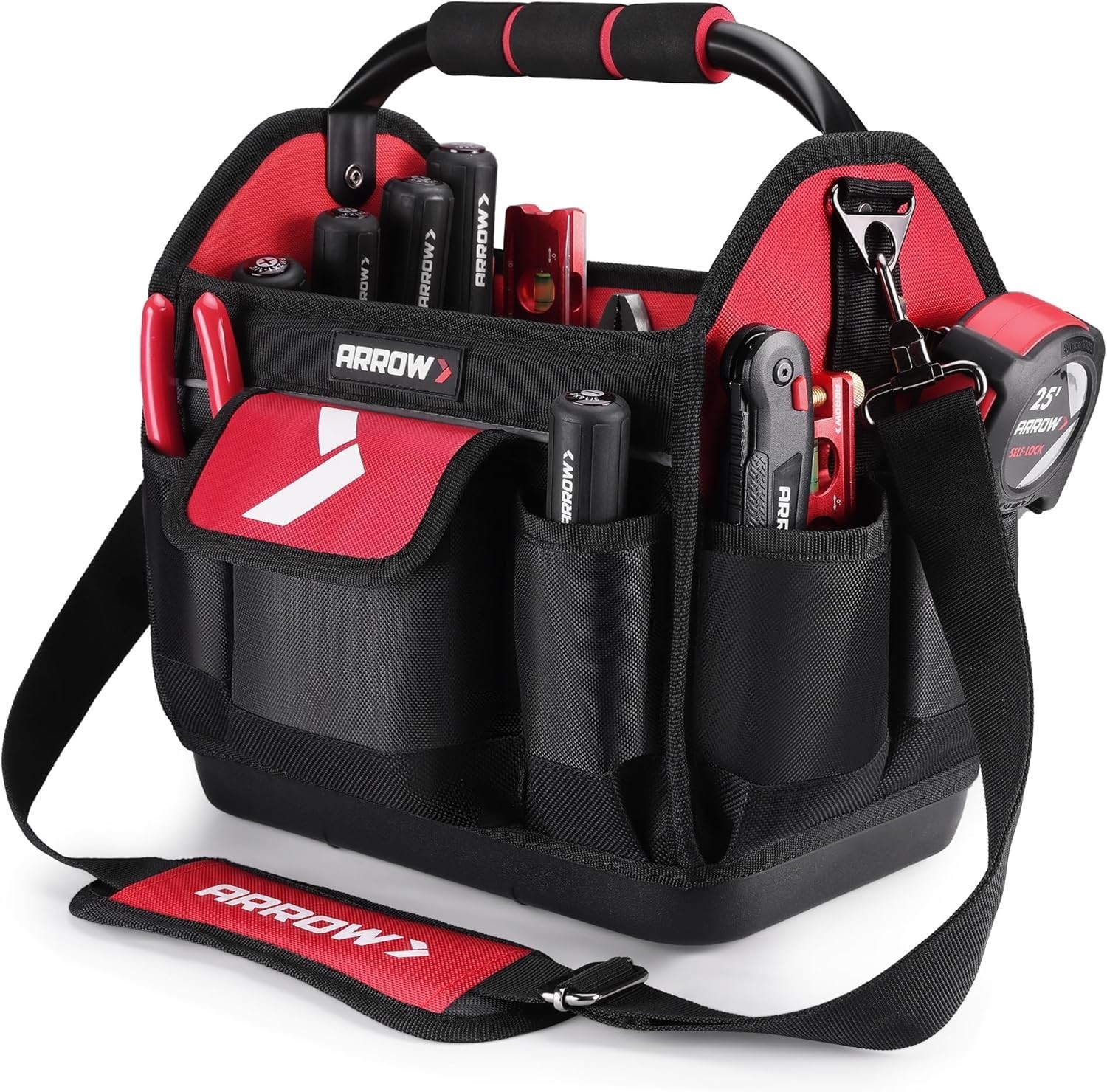 Arrow Fastener 12 Inch Tool Tote 19 Pockets Waterproof Hard Base