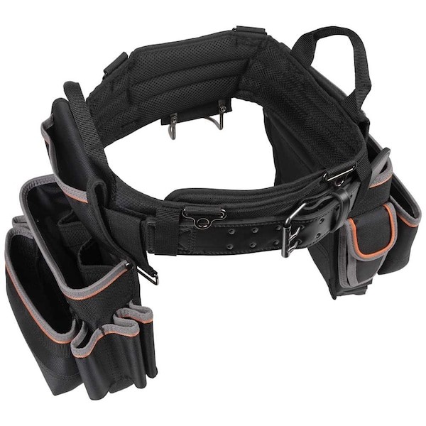 Klein Tools 55428 Black Ballistic Nylon Tool Belt, L, 26 Pockets, 55428