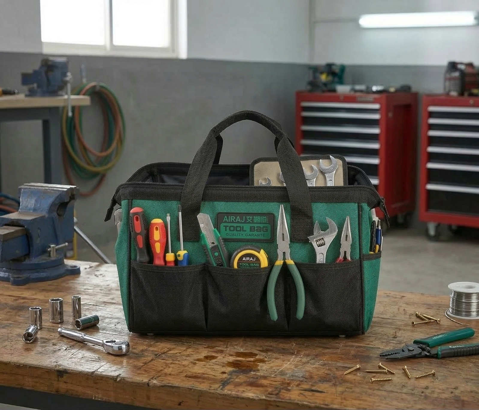 Heavy Duty 13″ Tool Bag 1680D Oxford Cloth Waterproof ABS Base 14 Pockets