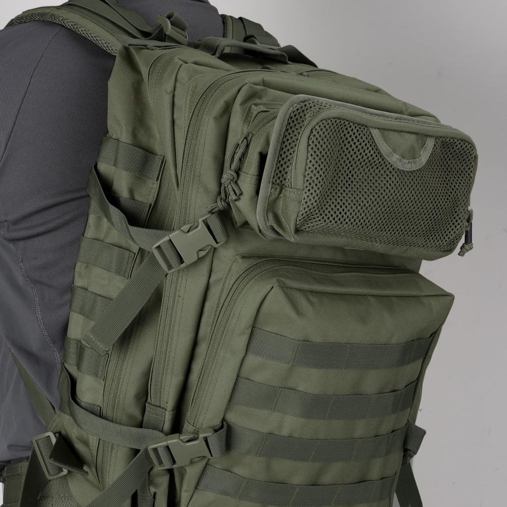 Outdoor mesh tool organizer with zipper and hook loop for backpack expansion