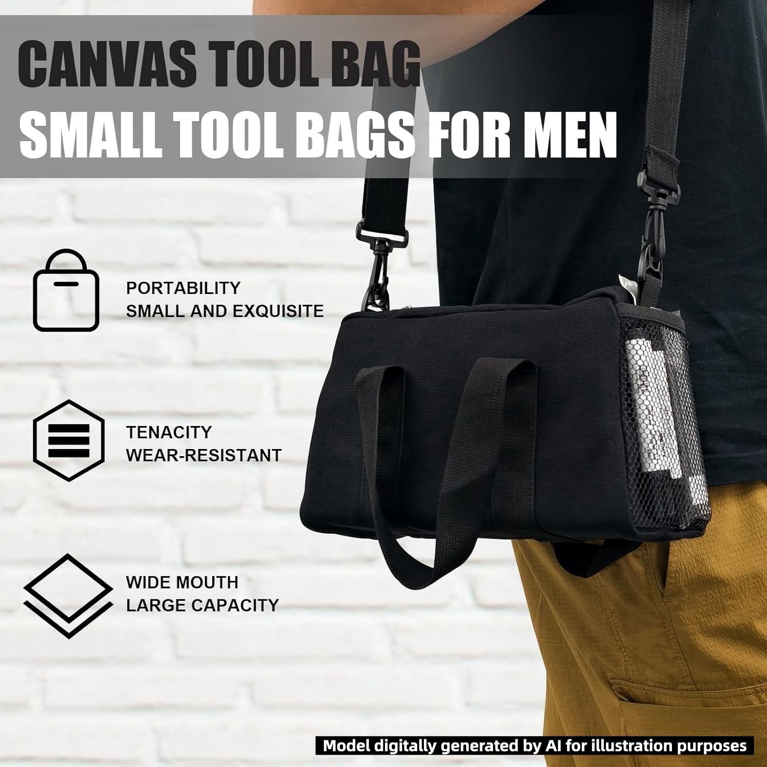 16 Inch Tools Bag, Tool Organizer Tote Bag with Oxford Fabric 16 Inch, Black