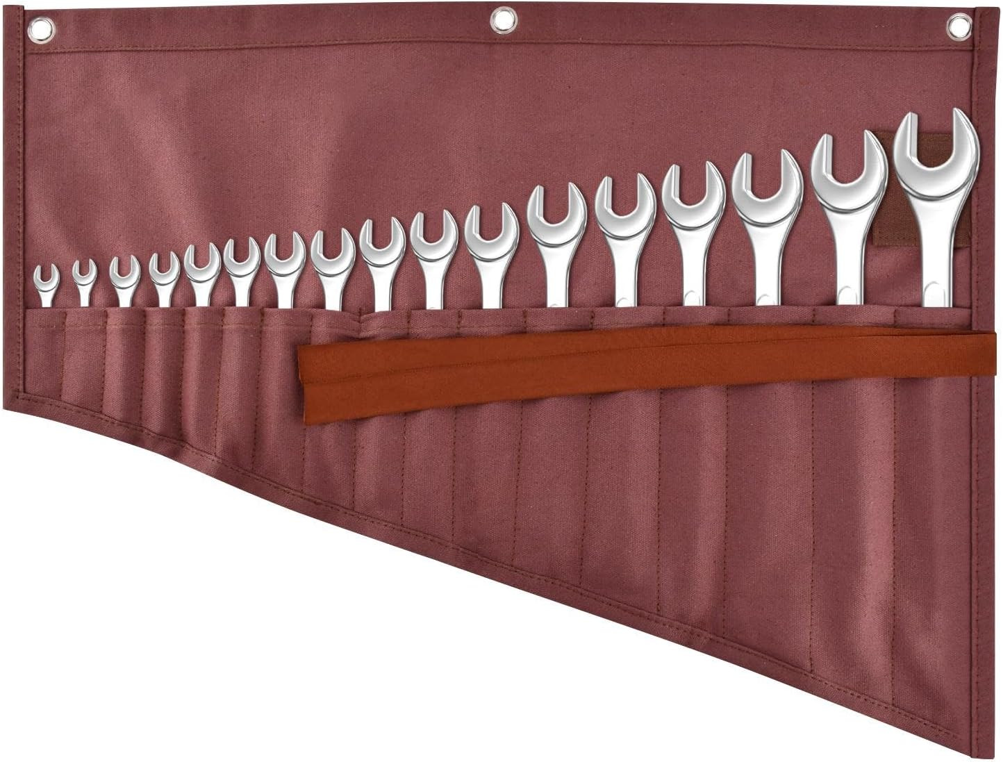 16 Pockets Wrench Roll Organizer Roll up Tool Bag Multi-Purpose Wrench Roll Po