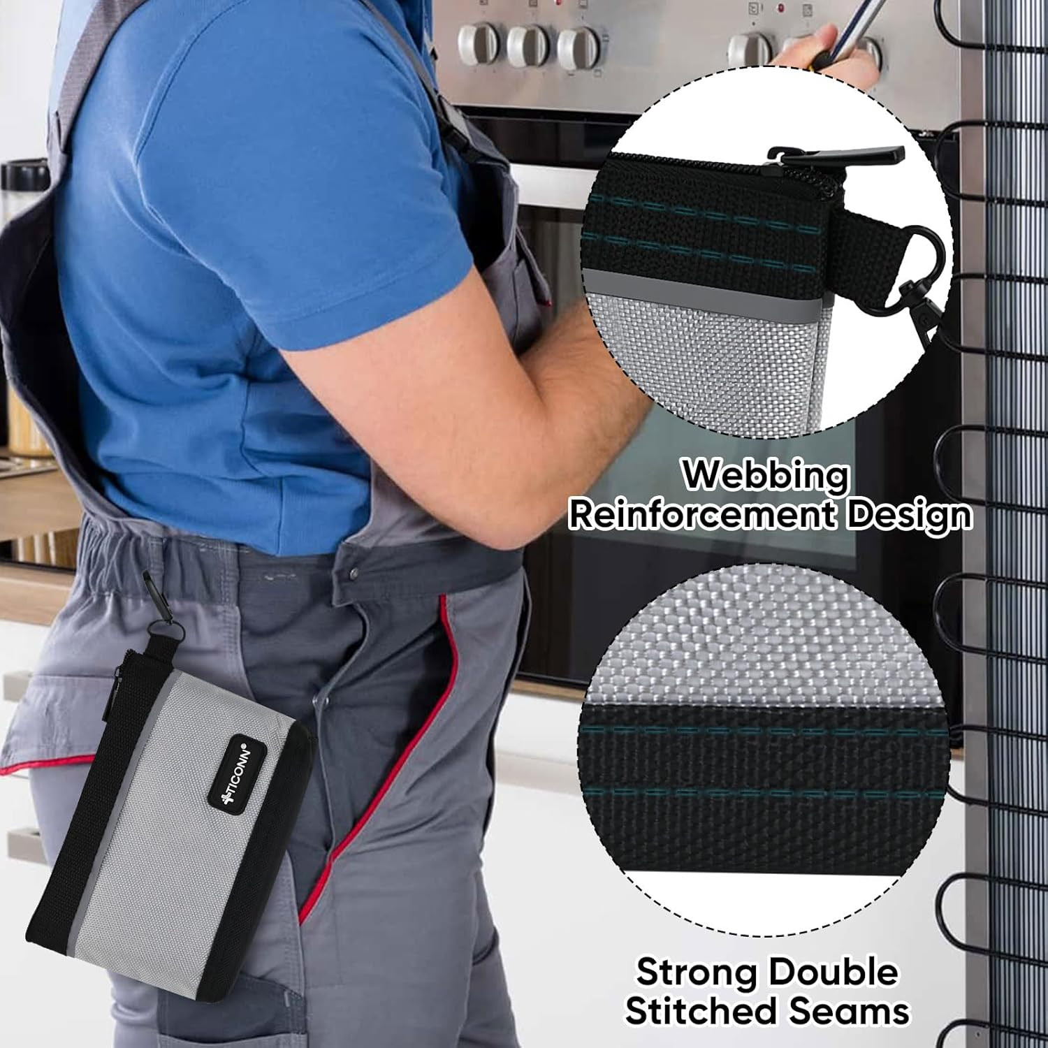Tool Pouches with Zipper, 1680D Oxford Small Tool Bags, Waterproof Utility Bag Z